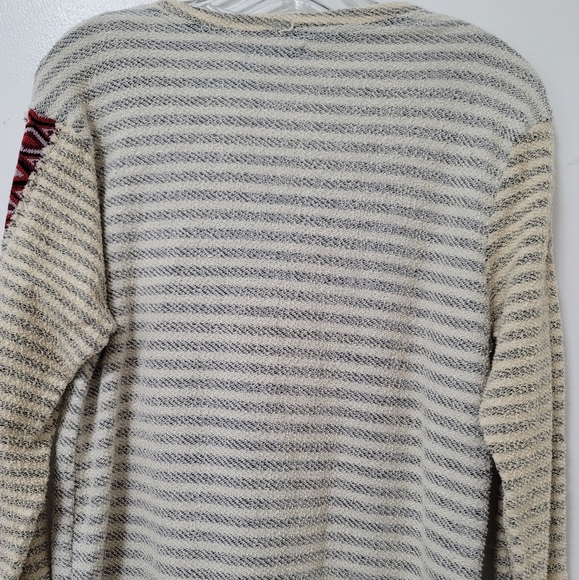 Zara Man Rare Blue Ivory Striped Long Sleeve Cotton Terry Graphic Tee Size Small - Picture 9 of 13